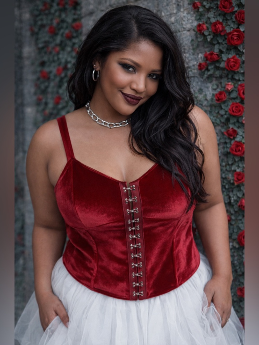 Torrid Nightfall Gothic Red Velvet Hook & Eye Cami Tanktop, Large, NWT! - Picture 7 of 16